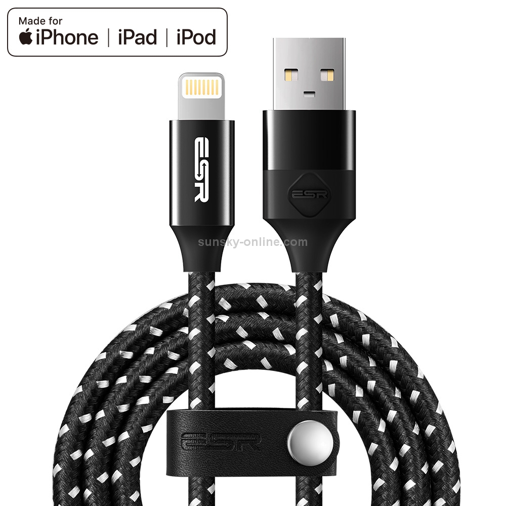 ESR 1m 2.4A MFI Certificated USB to 8 Pin Nylon Braided Fast Charging Cable