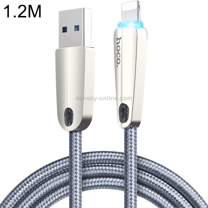 hoco U35 Nylon Braided Cord 2.4A Max USB to 8 Pin Data Sync Charging Cable with Breathing Light, Length: 1.2m hoco U35 Nylon Braided Cord 2.4A Max USB to 8 Pin Data Sync Charging Cable with Breathing Light, Length: 1.2m