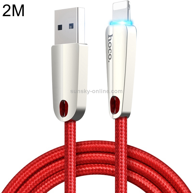 hoco U35 Nylon Braided Cord 2.4A Max USB to 8 Pin Data Sync Charging Cable with Breathing Light, Length: 2m hoco U35 Nylon Braided Cord 2.4A Max USB to 8 Pin Data Sync Charging Cable with Breathing Light, Length: 2m