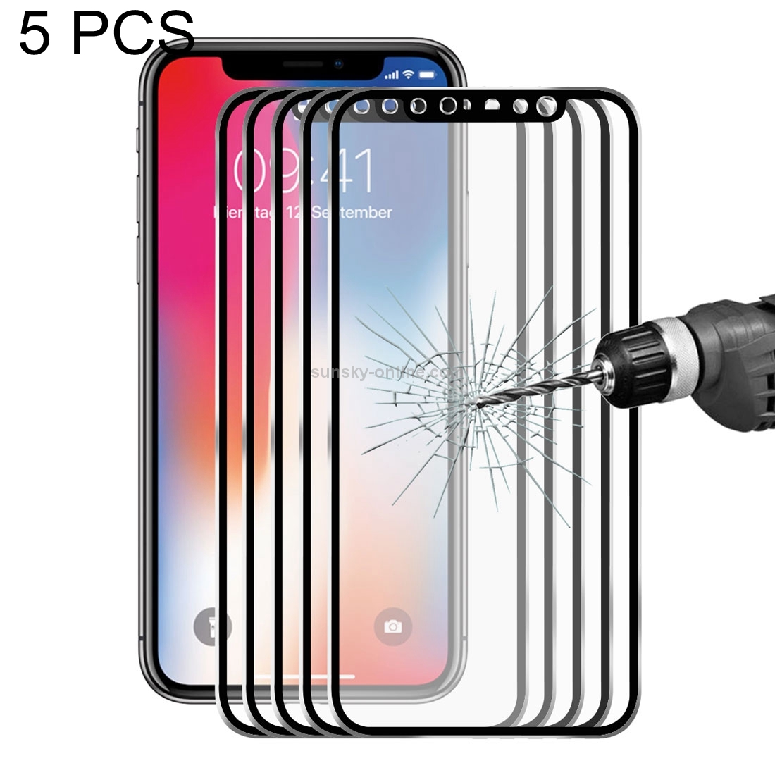 For iPhone X 5pcs ENKAY Hat-Prince 0.2mm 9H Surface Hardness 3D Titanium Alloy Edge Full Coverage Tempered Glass Front Screen Protector(Black) For iPhone X 5pcs ENKAY Hat-Prince 0.2mm 9H Surface Hardness 3D Titanium Alloy Edge Full Coverage Tempered Glass Front Screen Protector(Black)