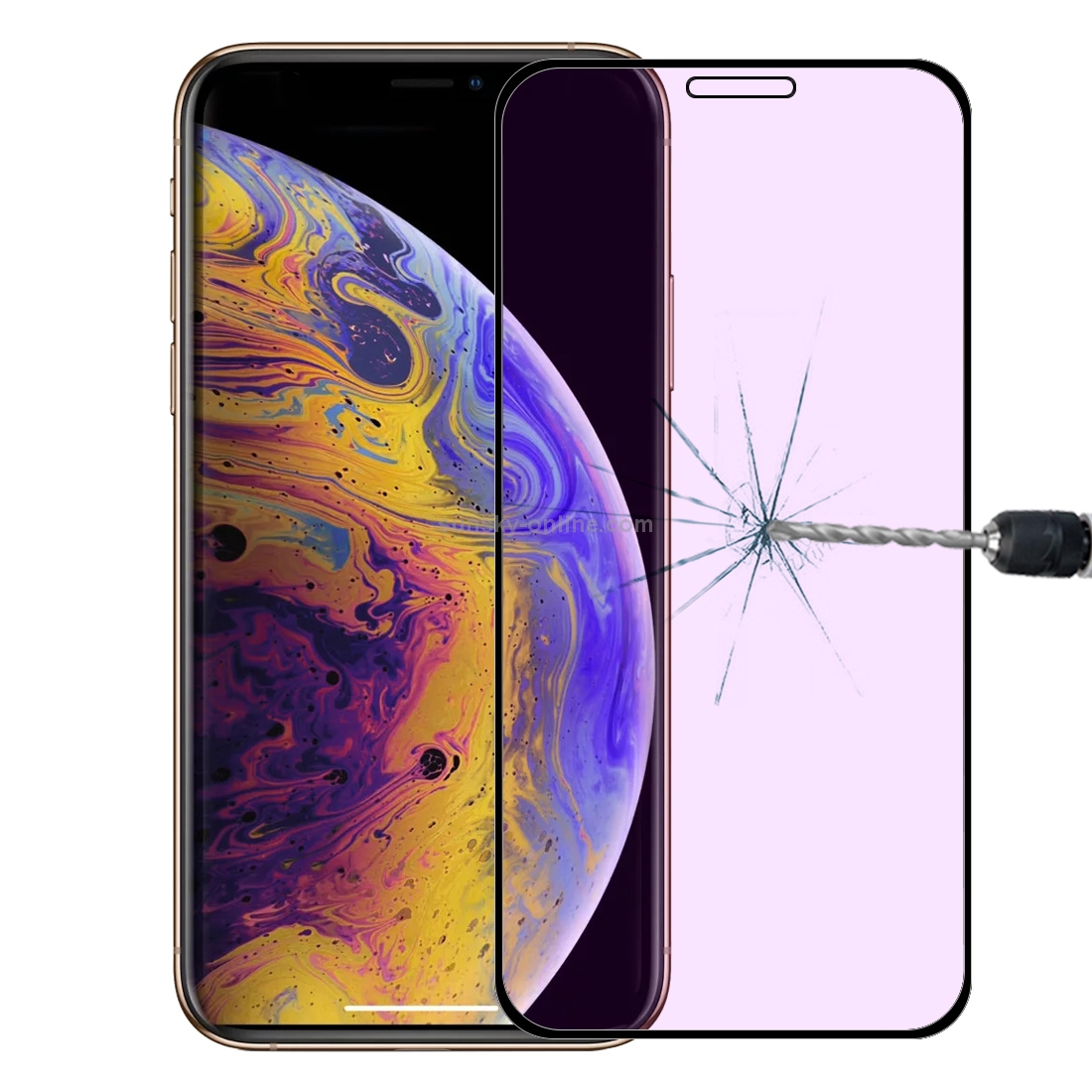 For iPhone 11 Pro Max / XS Max Anti-scratch 9H 10D Full Screen Purple-ray Tempered Glass Film For iPhone 11 Pro Max / XS Max Anti-scratch 9H 10D Full Screen Purple-ray Tempered Glass Film