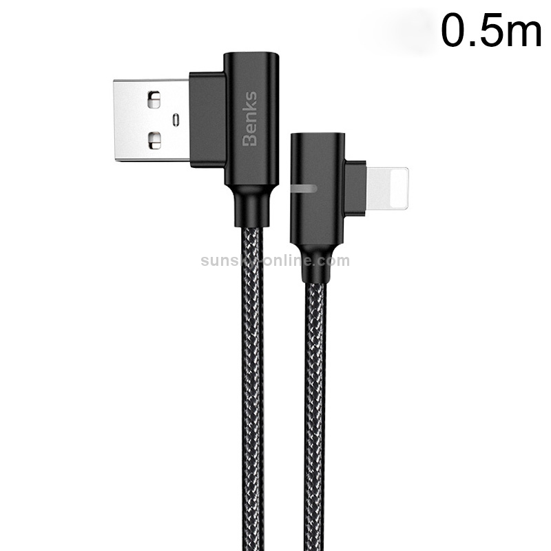 Benks D32 0.5m USB to 8 Pin Injection Bending Fast Charging & Data Cable with Indicator Light Benks D32 0.5m USB to 8 Pin Injection Bending Fast Charging & Data Cable with Indicator Light