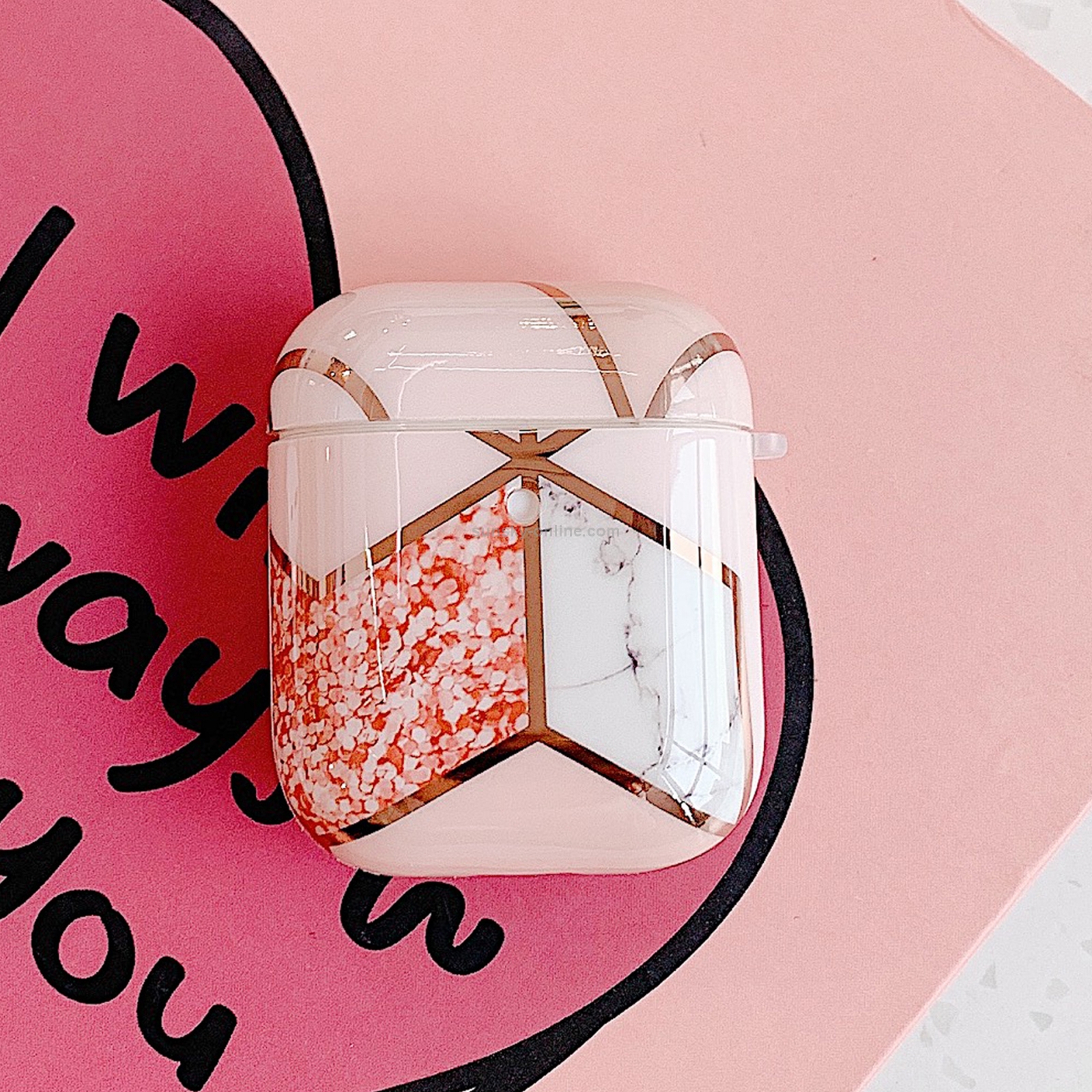 Electroplating Painted Shockproof TPU Protective Case For Apple AirPods 1/2 (Pink + White) Electroplating Painted Shockproof TPU Protective Case For Apple AirPods 1/2 (Pink + White)