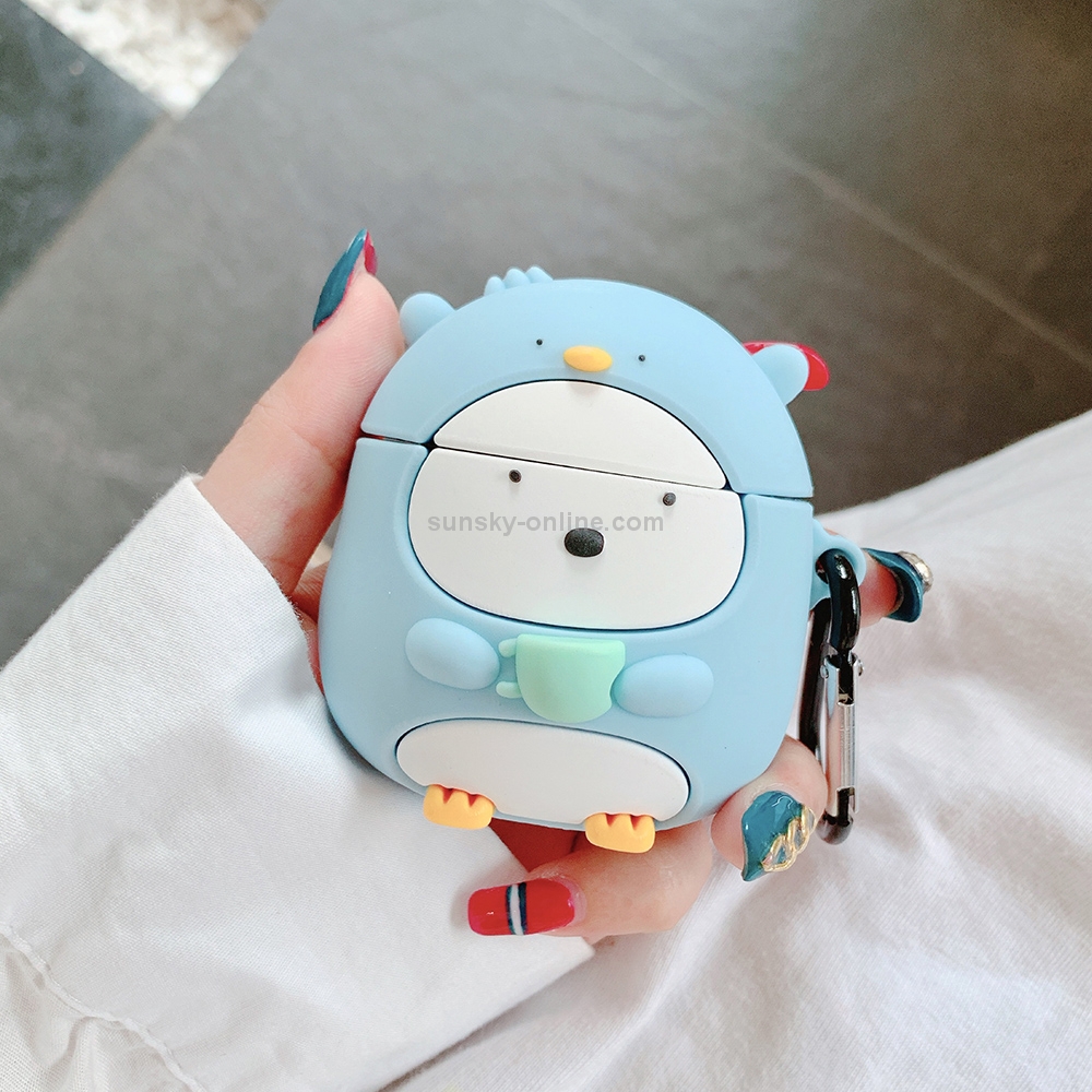 For AirPods Pro Cup Penguin Shape Earphone Protective Case with Hook For AirPods Pro Cup Penguin Shape Earphone Protective Case with Hook