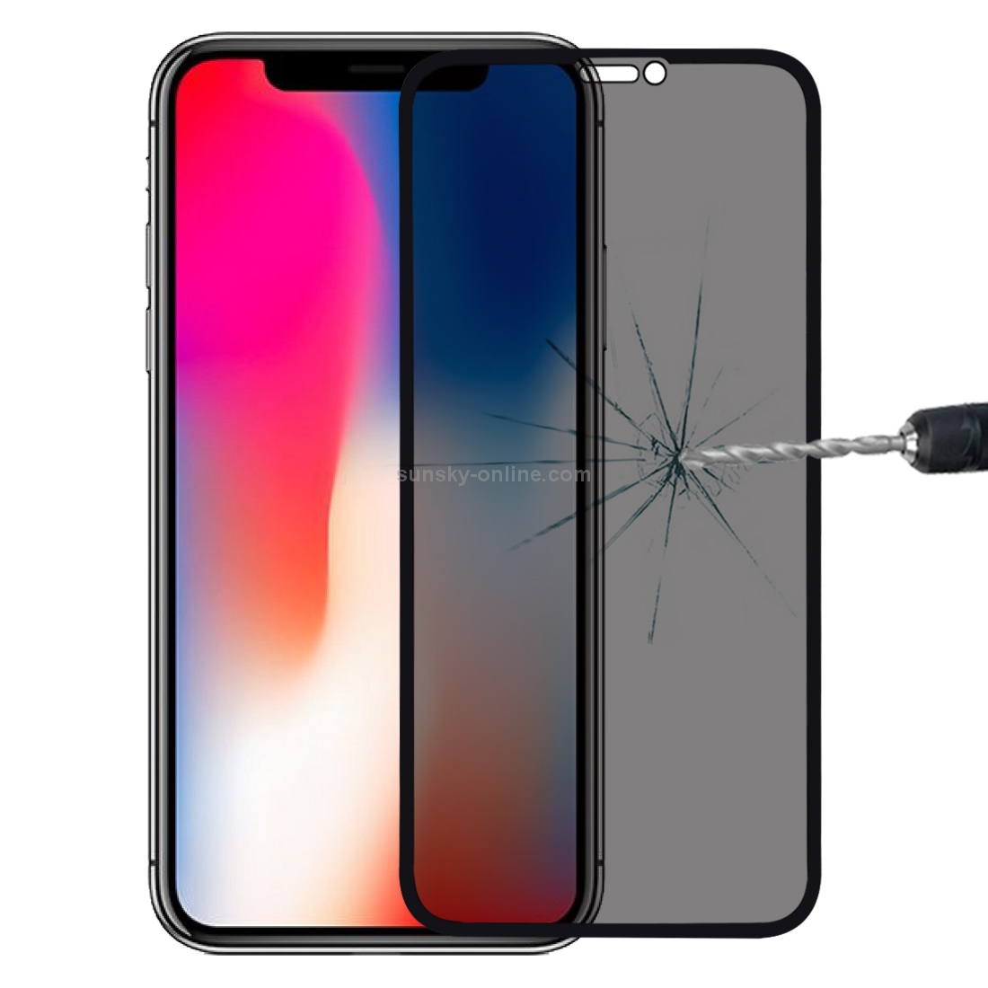 For iPhone X / XS 9H 6D Anti-peep Tempered Glass Film For iPhone X / XS 9H 6D Anti-peep Tempered Glass Film