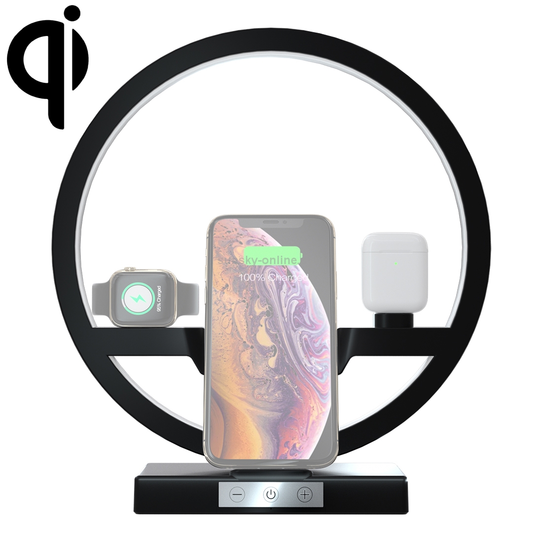 N38 QI Vertical Fast Wireless Charger for Mobile Phones & Apple Watch & AirPods, with LED Light (Black) N38 QI Vertical Fast Wireless Charger for Mobile Phones & Apple Watch & AirPods, with LED Light (Black)
