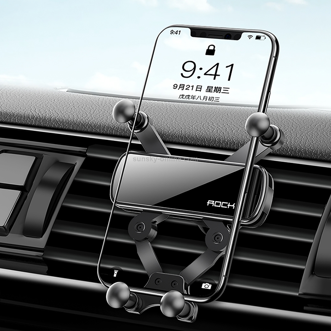 ROCK Car Air Outlet Gravity Mobile Phone Holder Bracket, Hidden Mirror Version (Black) ROCK Car Air Outlet Gravity Mobile Phone Holder Bracket, Hidden Mirror Version (Black)