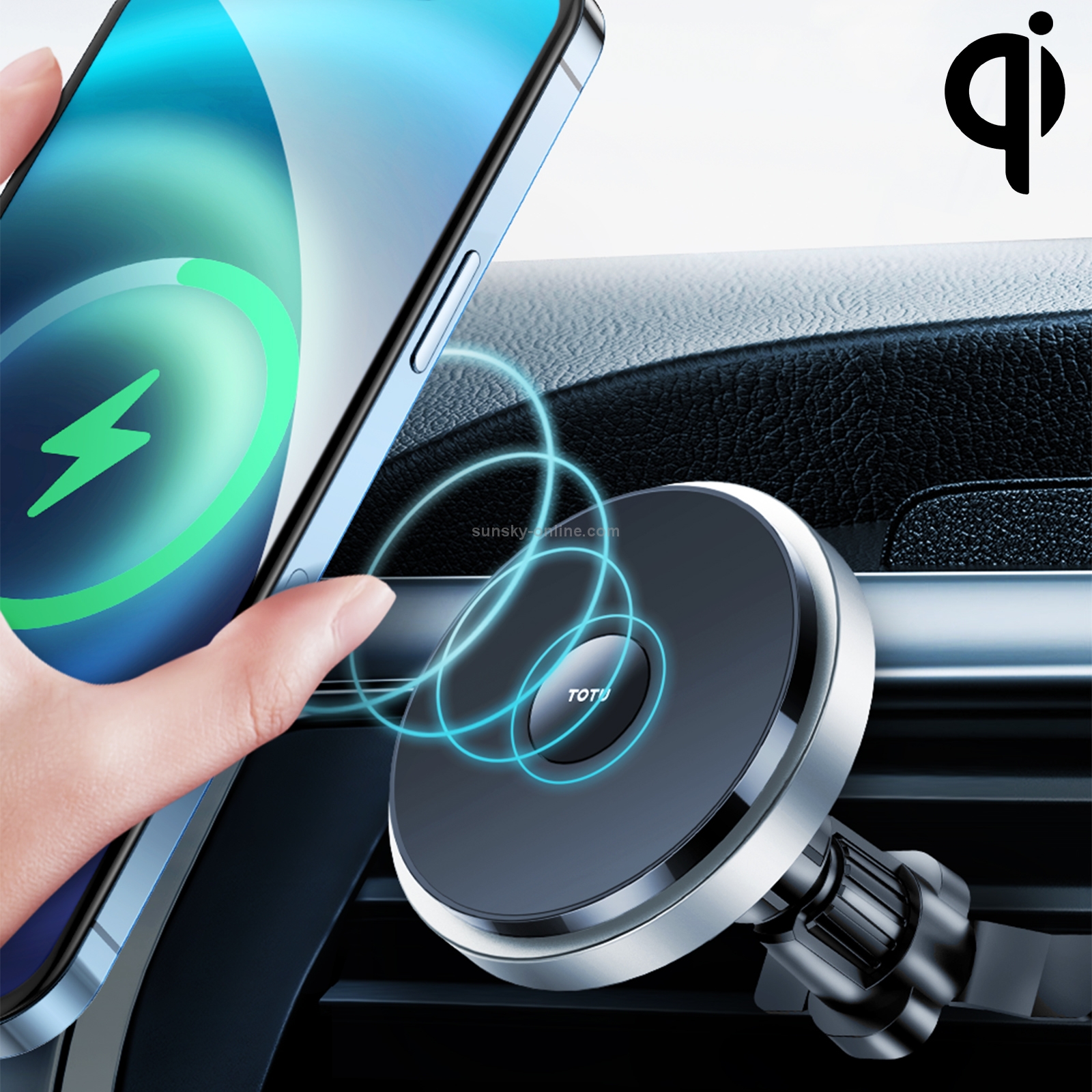 TOTU CACW-049 Rhinoceros Series Magsafe Car Air Outlet Vent Mount Clamp Holder 15W Fast Charging Qi Magnetic Wireless Charger(Black) TOTU CACW-049 Rhinoceros Series Magsafe Car Air Outlet Vent Mount Clamp Holder 15W Fast Charging Qi Magnetic Wireless Charger(Black)