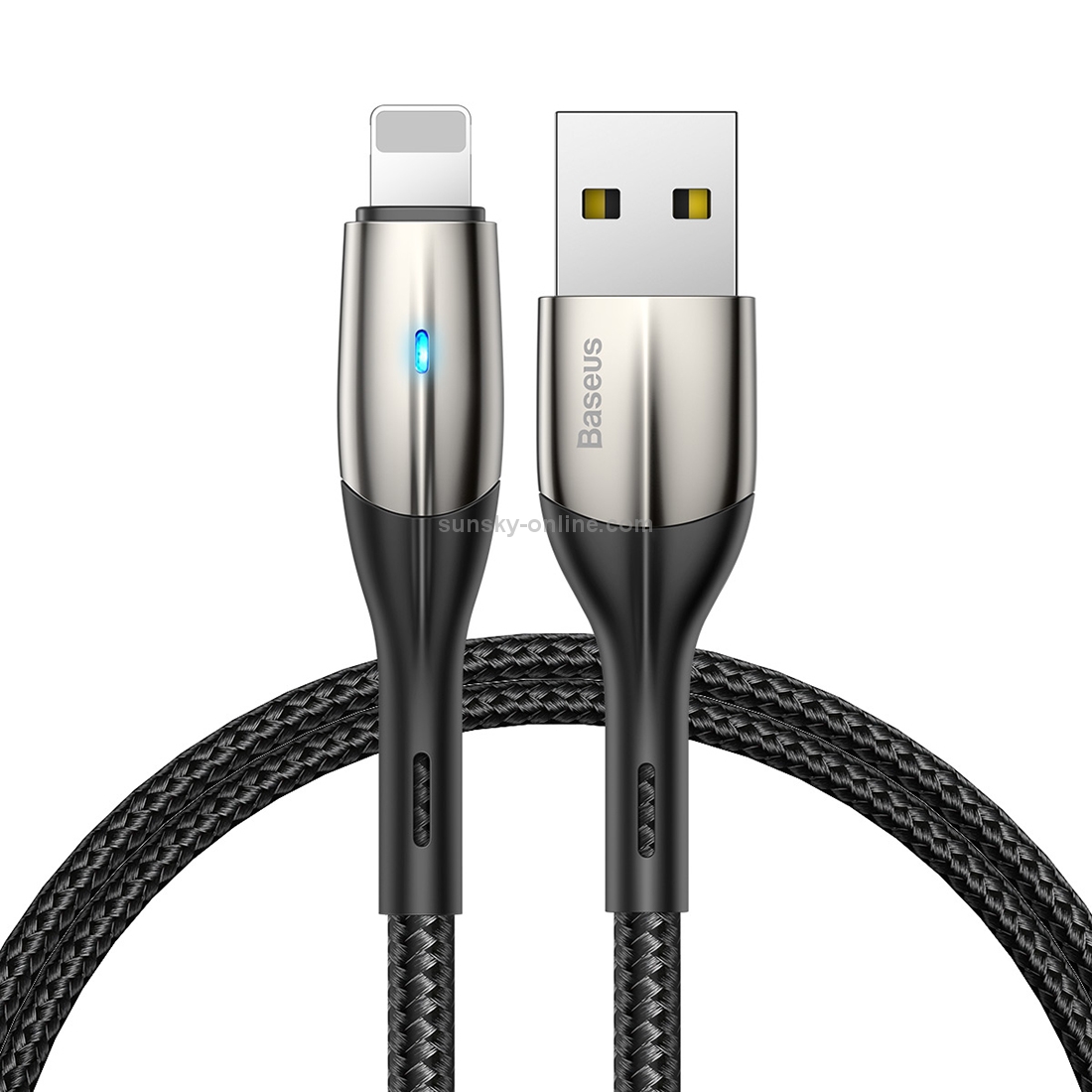 Baseus 2.4A USB to 8 Pin Nylon Weave Style Fast Charging Cable with Indicator Light, Cable Length: 0.5m(Black)
