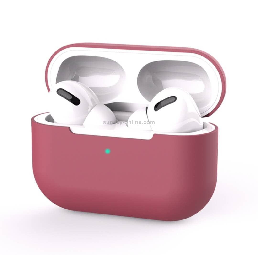 For AirPods Pro Solid Color Silicone Earphone Protective Case (Wine Red) For AirPods Pro Solid Color Silicone Earphone Protective Case (Wine Red)