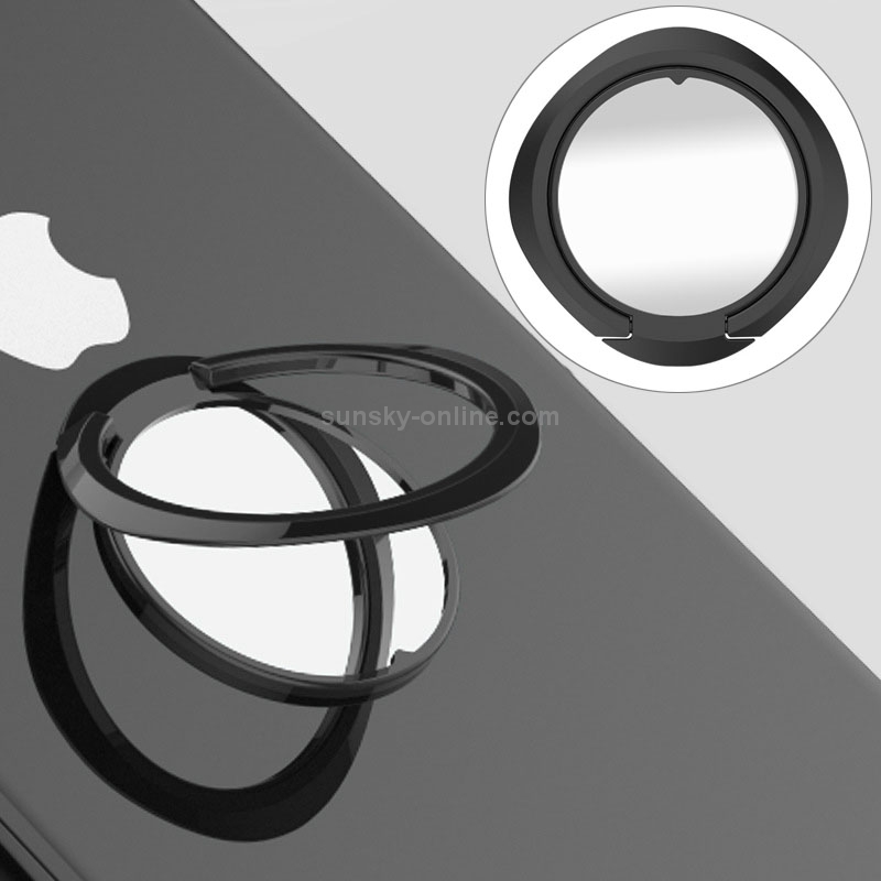 Ultrathin 360 Degree Rotation Mirror Car Ring Bracket Phone Holder(Black) Ultrathin 360 Degree Rotation Mirror Car Ring Bracket Phone Holder(Black)
