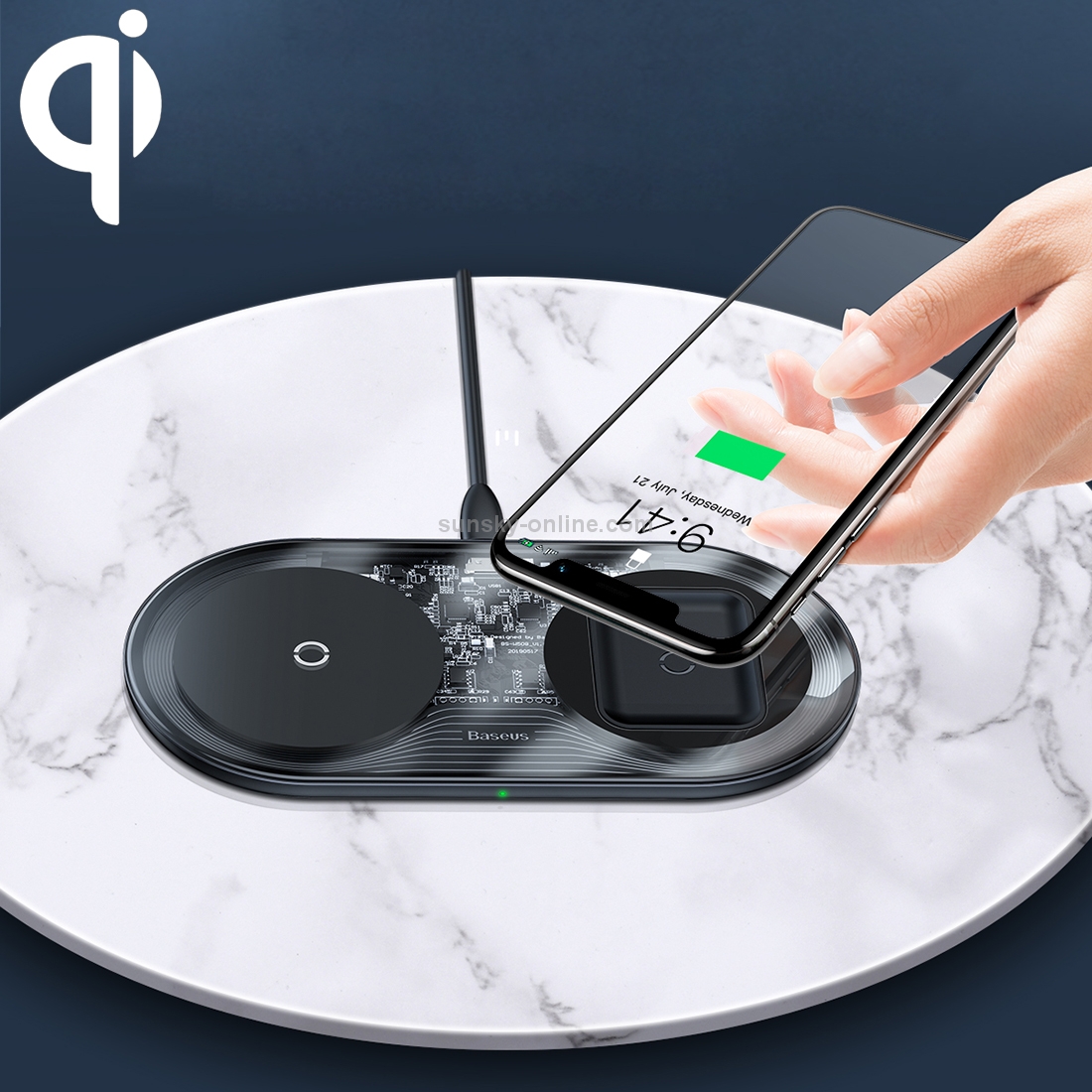 Baseus WXJK-A01 Special Version 2 in 1 18W QI Standard Fast Charging Wireless Charger for Phones & AirPods(Black) Baseus WXJK-A01 Special Version 2 in 1 18W QI Standard Fast Charging Wireless Charger for Phones & AirPods(Black)