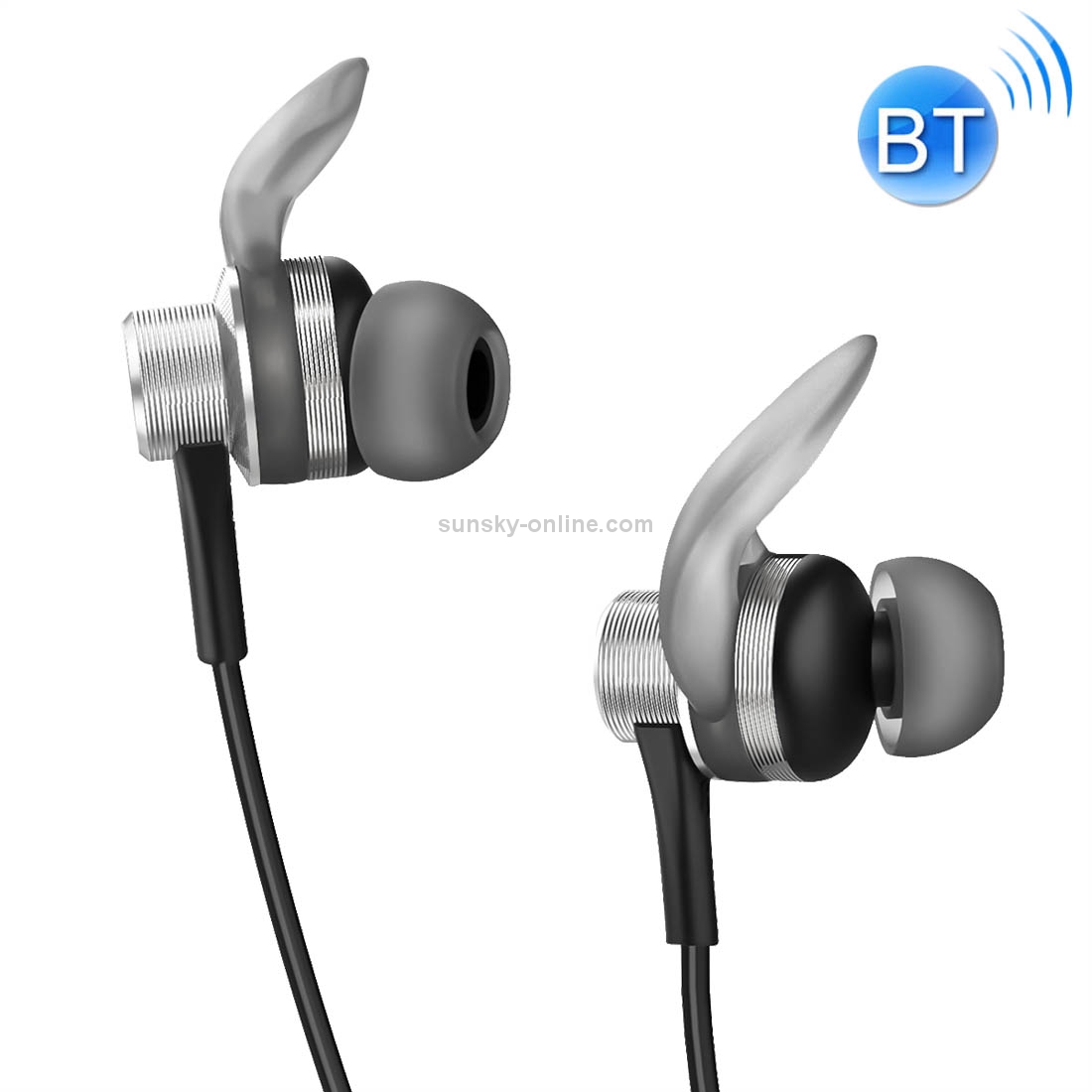 rock space MUVIA H2 Bluetooth 5.0 Line-controlled Magnetic Bluetooth Earphone, Cable Length: 630mm(Silver)