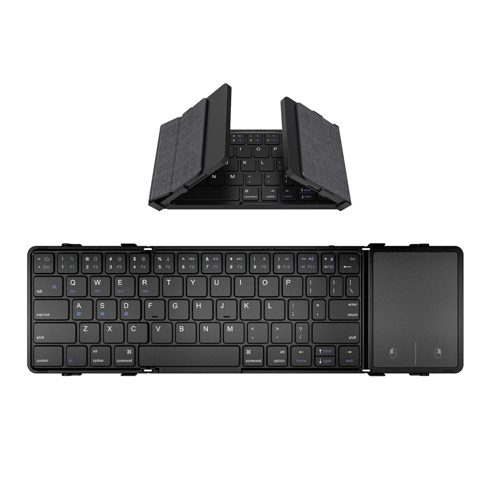 B1053 Leather Portable Tri-Fold Bluetooth Keyboard