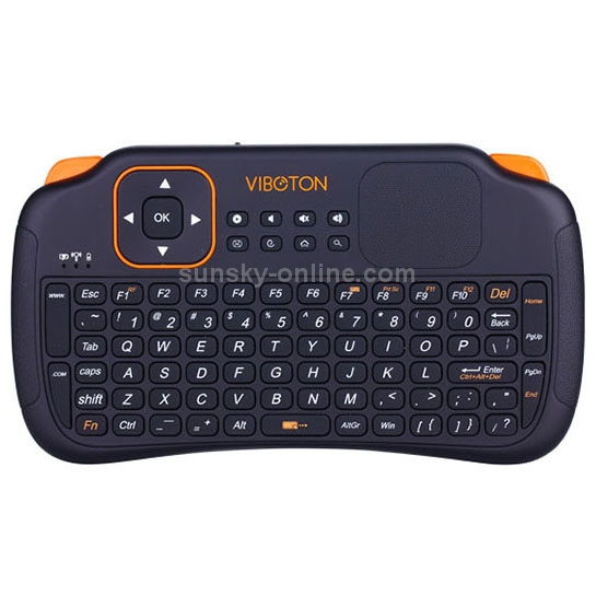 VIBOTON S1 Air Mouse 83-keys QWERTY 2.4GHz Mini Rechargeable Wireless Keyboard with Touchpad for PC, Pad, Android / Google TV Box, Xbox360, PS3, HTPC / IPTV, Support Auto Sleep and Auto Wake Mode(Black)