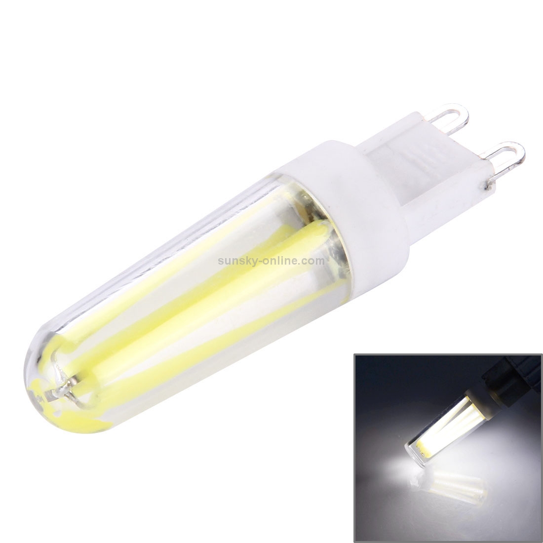 4W Filament Light Bulb, G9 PC Material Dimmable 4 LED for Halls, AC 220-240V(White Light)