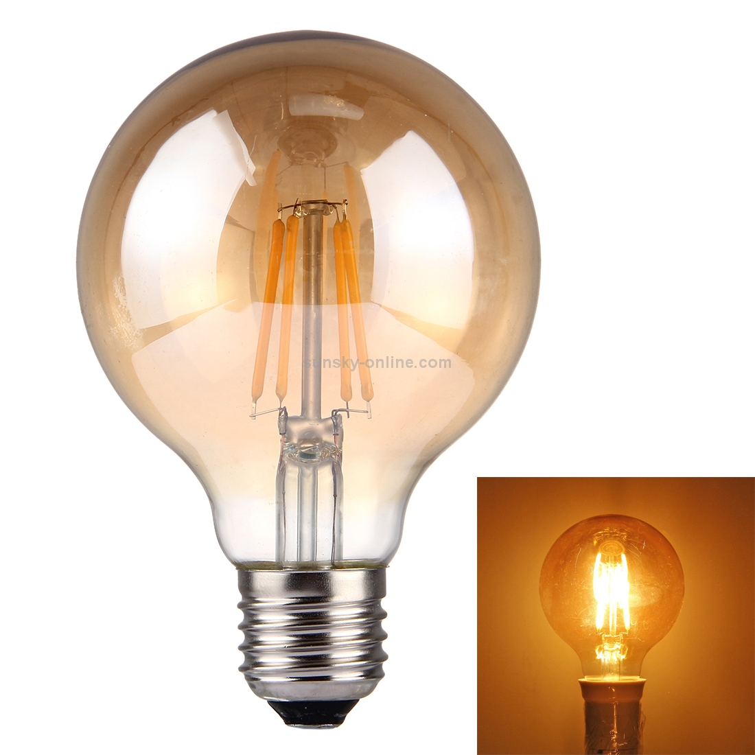 G80 E27 4W 4 LEDs 380LM 2700K Tawny Retro LED Filament Light, AC 195-240V(Warm White)