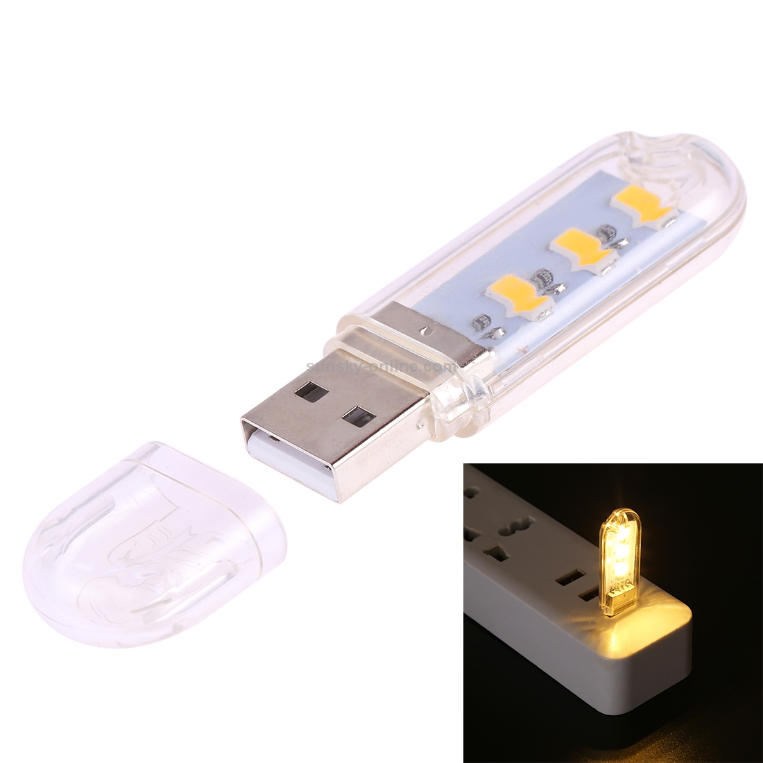 3 LEDs 5730 SMD USB LED Book Light Portable Night Lamp(Warm White)