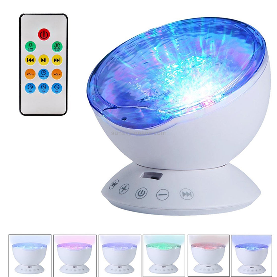 Hypnosis Ocean Wave Projector LED Night Light, 12 LEDs USB Charge Novelty Atmosphere Lamp with Remote Control & 7 Light Modes, Support TF Card / Audio Input, Built-in 4 Hypnosis Music, DC 5V(White)