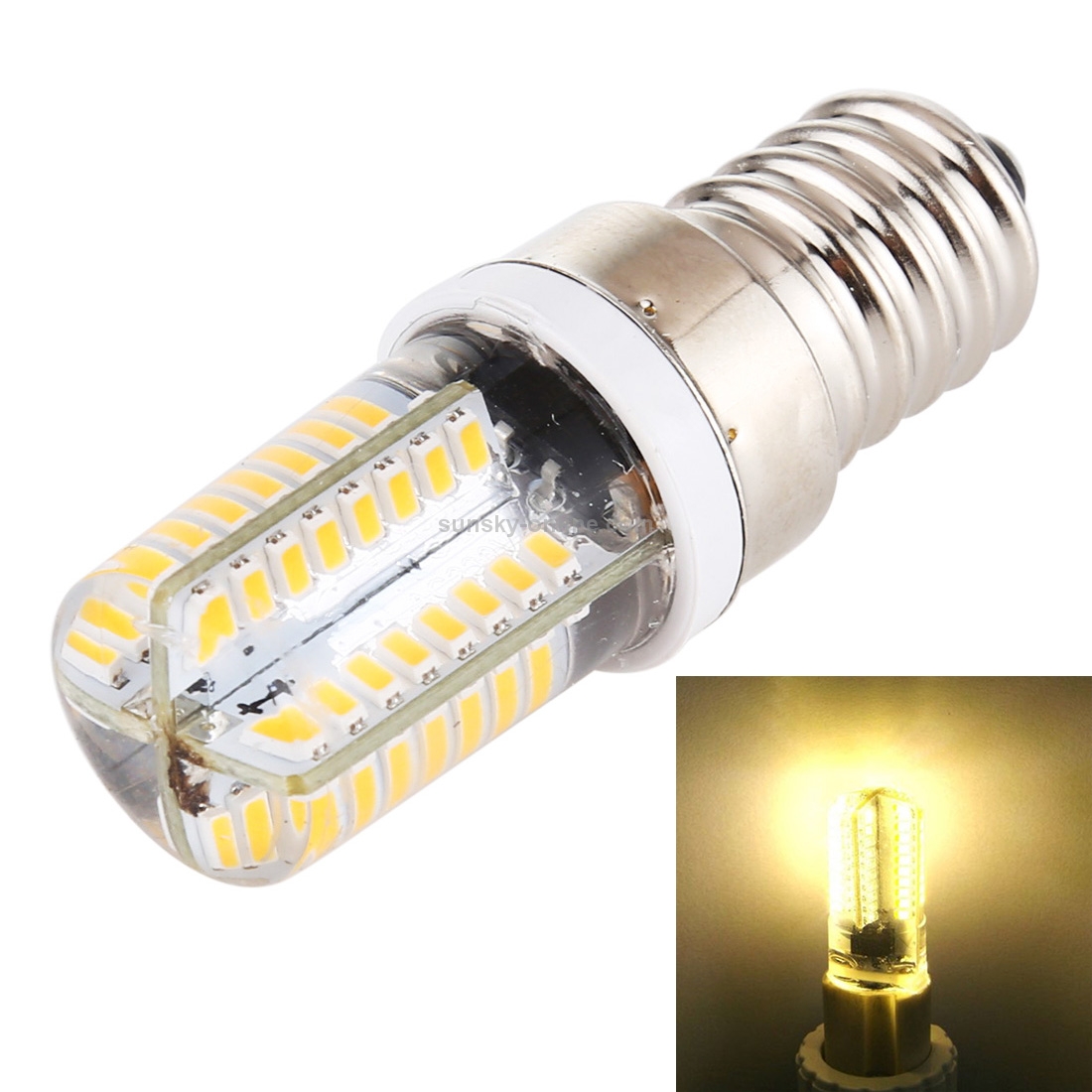 E14 SMD 3014 64 LEDs Dimmable LED Corn Light, AC 220V (Warm White)