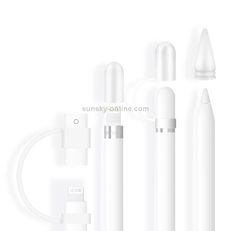 4 in 1 For Apple Pencil 1 Stylus Touch Pen Nib Pen Cap Anti-lost Silicone Protective Cover Set (White) 4 in 1 For Apple Pencil 1 Stylus Touch Pen Nib Pen Cap Anti-lost Silicone Protective Cover Set (White)
