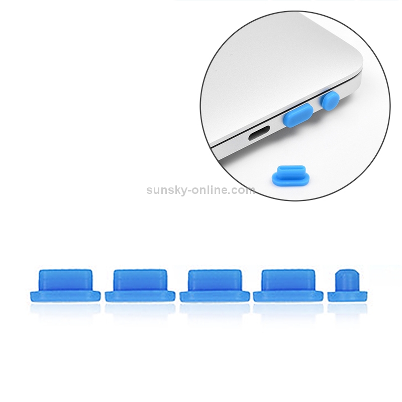 5 in 1 Silicone Anti Dust Plug Protective Cover for MacBook Pro 13.3 inch A1706 (2016 - 2017), MacBook Pro 13.3 inch A1708 (2016 - 2017), MacBook Pro 15.4 inch A1707 (2016 - 2017)(Blue) 5 in 1 Silicone Anti Dust Plug Protective Cover for MacBook Pro 13.3 inch A1706 (2016 - 2017), MacBook Pro 13.3 inch A1708 (2016 - 2017), MacBook Pro 15.4 inch A1707 (2016 - 2017)(Blue)