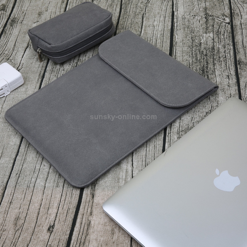2 in 1 Matte Leather Laptop Inner Bag + Power Bag for MacBook 12 inch A1534 (2015 - 2017) (Grey) 2 in 1 Matte Leather Laptop Inner Bag + Power Bag for MacBook 12 inch A1534 (2015 - 2017) (Grey)
