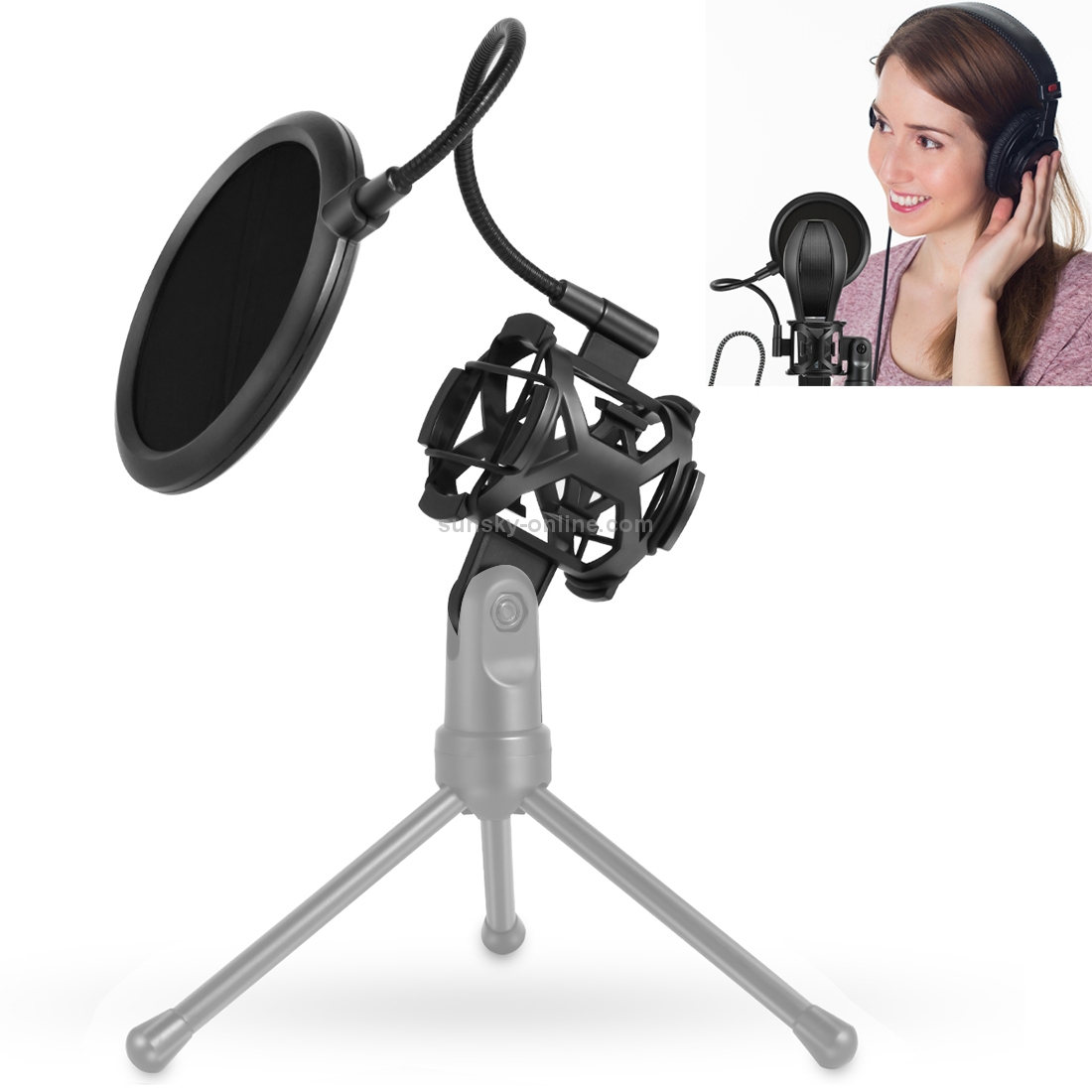 Yanmai PS-2 Recording Microphone Studio Wind Screen Pop Filter Mic Mask Shield, For Studio Recording, Live Broadcast, Live Show, KTV, Online Chat, etc(Black)