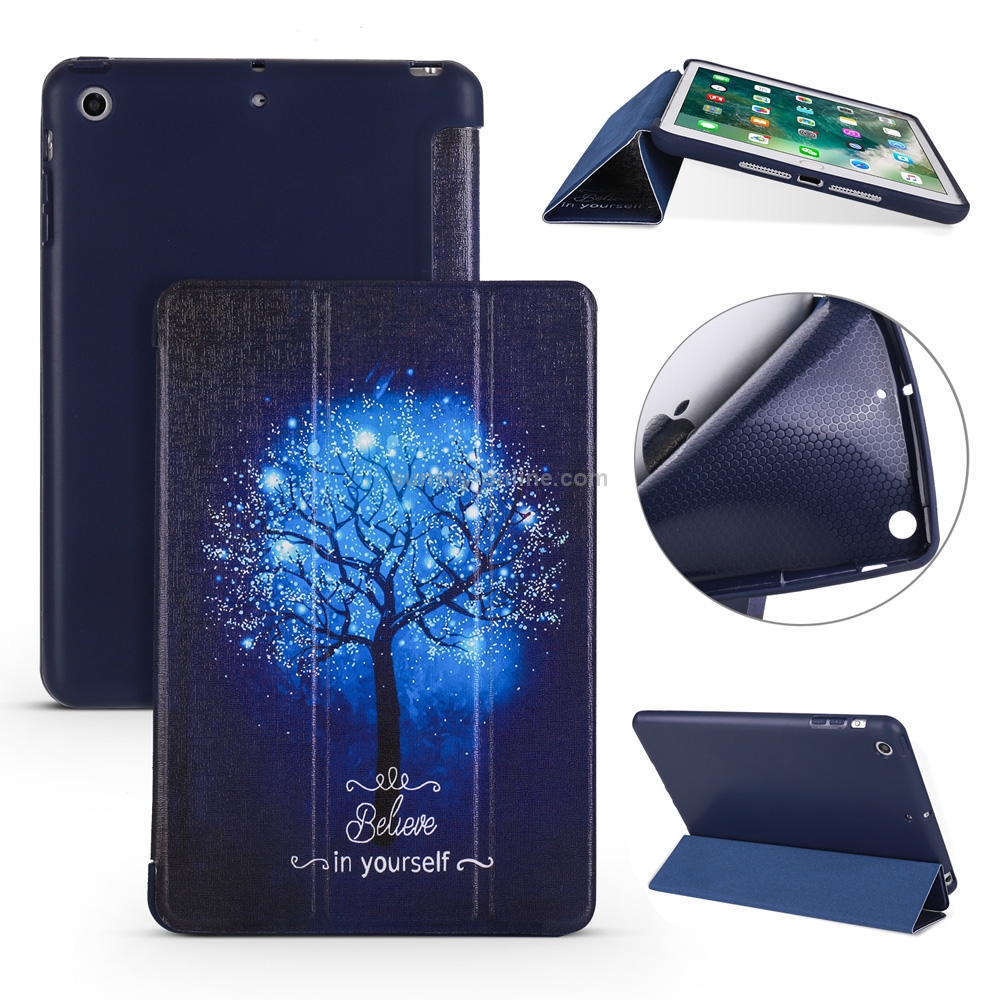 Blue Tree Pattern Horizontal Flip PU Leather Case for iPad mini 3 / 2 / 1, with Three-folding Holder & Honeycomb TPU Cover Blue Tree Pattern Horizontal Flip PU Leather Case for iPad mini 3 / 2 / 1, with Three-folding Holder & Honeycomb TPU Cover