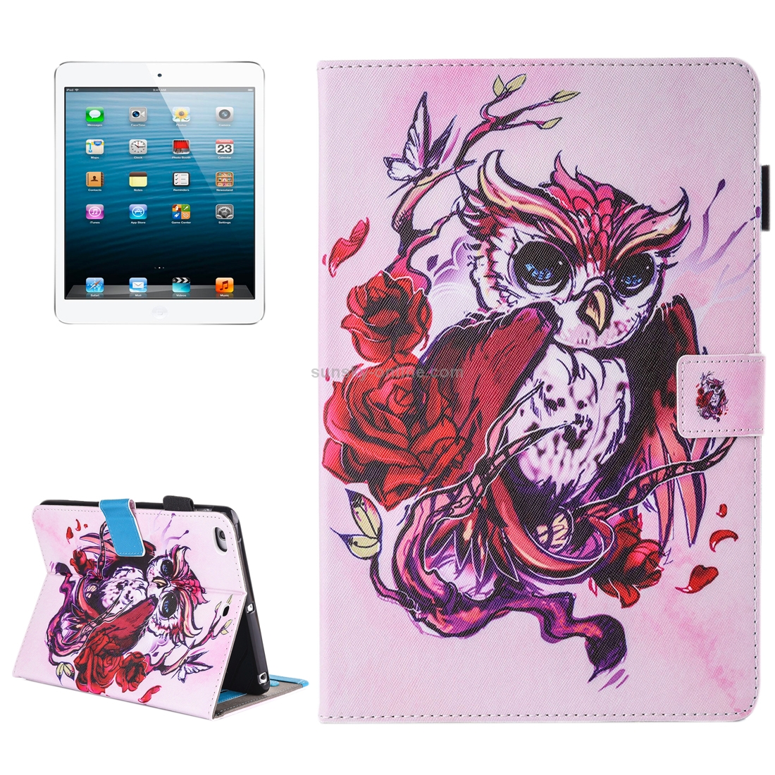 For iPad mini 4 / 3 / 2 / 1 Painting Butterfly and Owl Pattern Horizontal Flip Leather Case with Holder & Wallet & Card Slots & Pen Slot For iPad mini 4 / 3 / 2 / 1 Painting Butterfly and Owl Pattern Horizontal Flip Leather Case with Holder & Wallet & Card Slots & Pen Slot