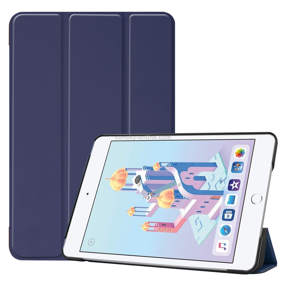 Custer Texture Horizontal Flip Smart PU Leather Case for iPad Mini 4 / Mini 5, with Sleep / Wake-up Function & Three-folding Holder (Blue) Custer Texture Horizontal Flip Smart PU Leather Case for iPad Mini 4 / Mini 5, with Sleep / Wake-up Function & Three-folding Holder (Blue)