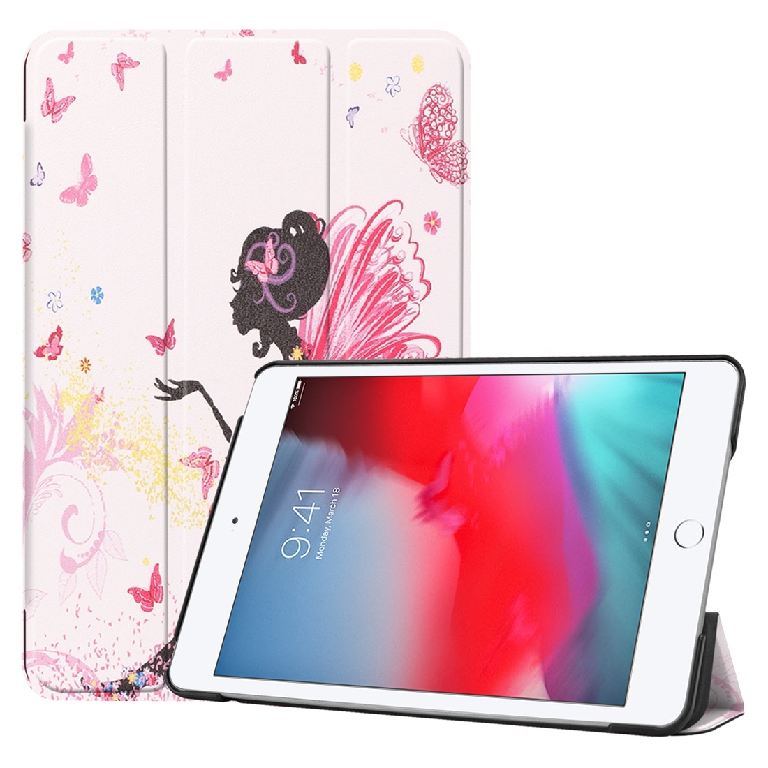 Fairy Girl Pattern Custer Texture Horizontal Flip PU Leather Case for iPad Mini 2019 / Mini 4 , with Three-folding Holder & Sleep / Wake-up Function Fairy Girl Pattern Custer Texture Horizontal Flip PU Leather Case for iPad Mini 2019 / Mini 4 , with Three-folding Holder & Sleep / Wake-up Function