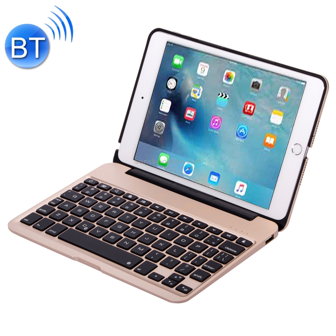 F04 for iPad mini 4 Portable Foldable Aluminium Alloy Wireless Bluetooth Backlight Keyboard(Gold) F04 for iPad mini 4 Portable Foldable Aluminium Alloy Wireless Bluetooth Backlight Keyboard(Gold)