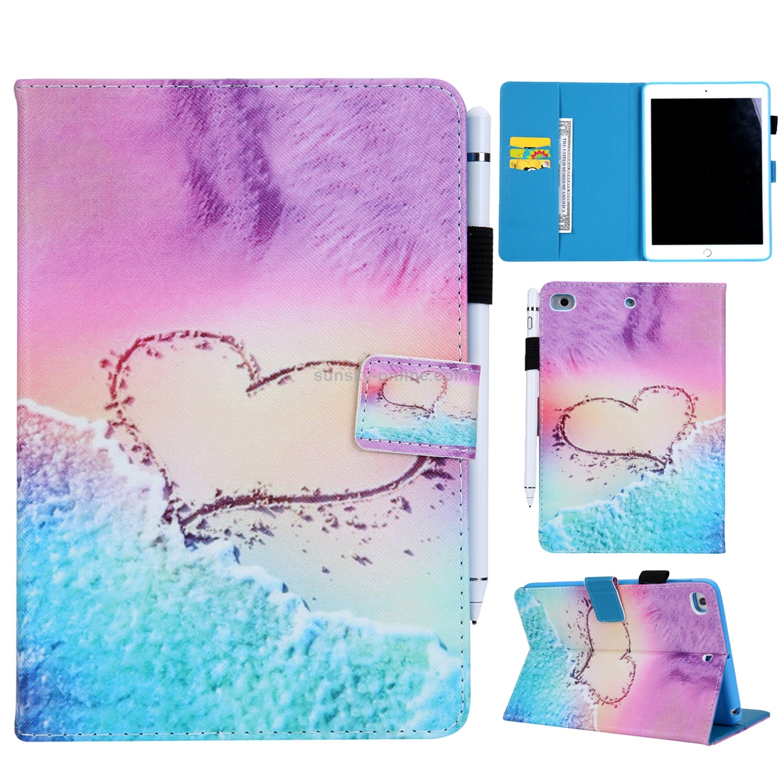 Heart Pattern Horizontal Flip Leather Case for iPad mini 4 & 3 & 2 & 1, with Holder & Card Slot & Wallet Heart Pattern Horizontal Flip Leather Case for iPad mini 4 & 3 & 2 & 1, with Holder & Card Slot & Wallet