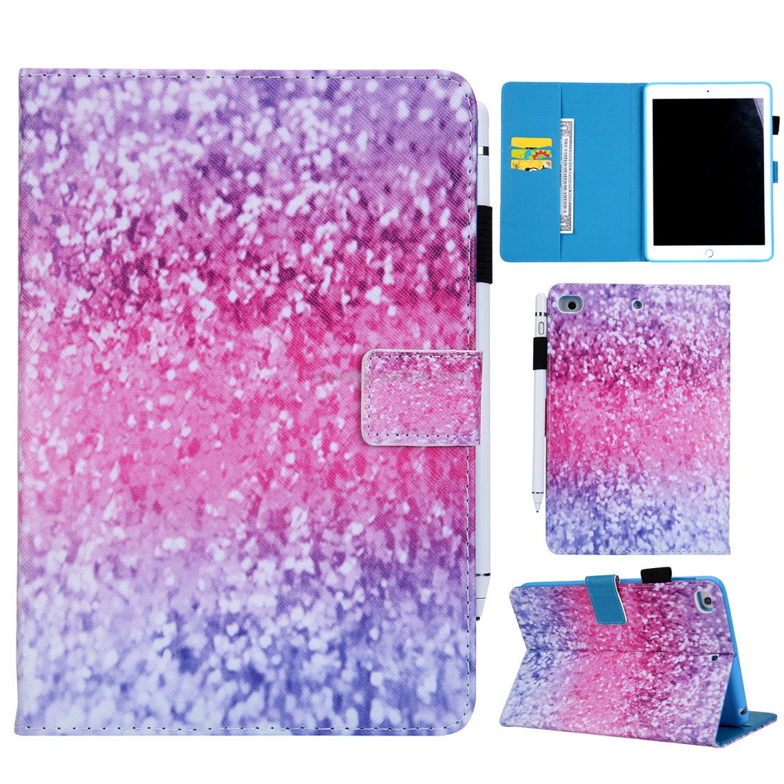 Star Pattern Horizontal Flip Leather Case for iPad mini 4 & 3 & 2 & 1, with Holder & Card Slot & Wallet