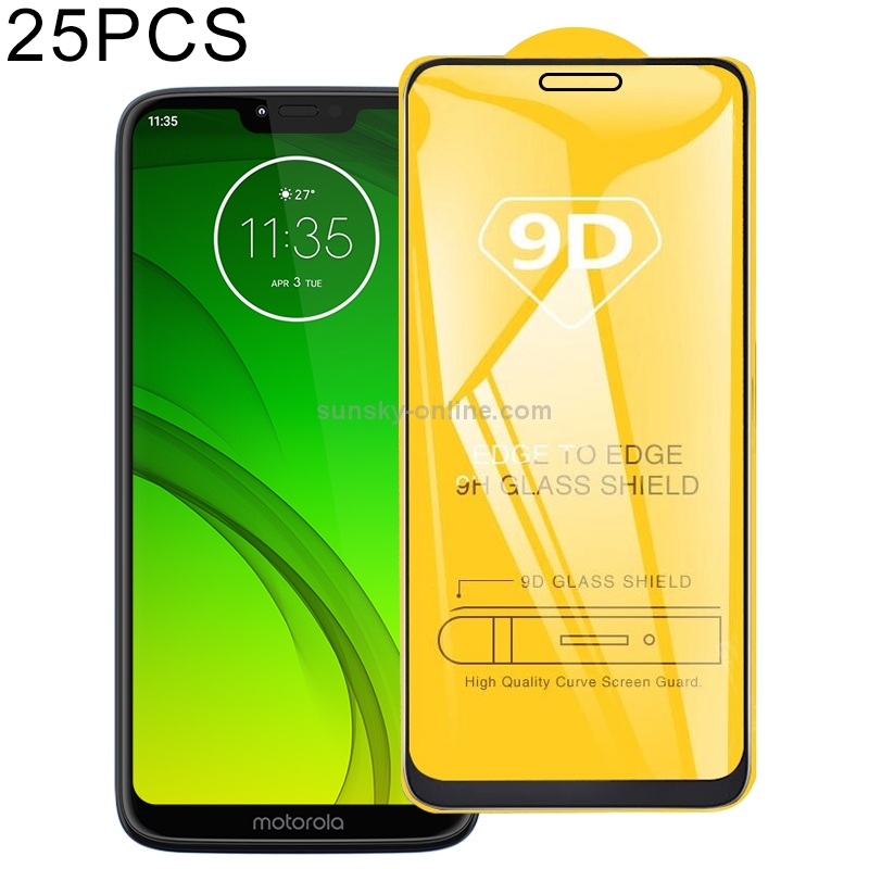 25 PCS For Motorola Moto G7 Power 9D Full Glue Full Screen Tempered Glass Film