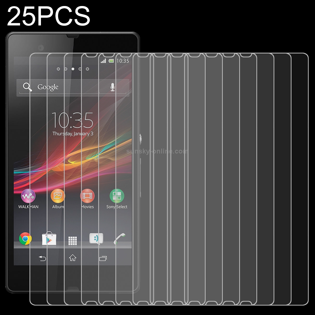 25 PCS For Sony Xperia Z / L36h 0.26mm 9H Surface Hardness 2.5D Tempered Glass Film