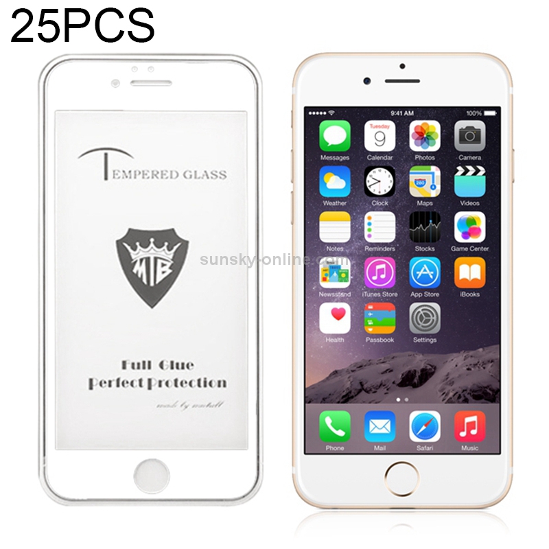 25 PCS Full Screen Full Glue Anti-fingerprint Tempered Glass Film for iPhone 6 & 6s (White) 25 PCS Full Screen Full Glue Anti-fingerprint Tempered Glass Film for iPhone 6 & 6s (White)