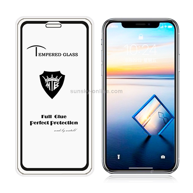For iPhone XS Max Full Screen Full Glue Anti-fingerprint Tempered Glass Film (Black)