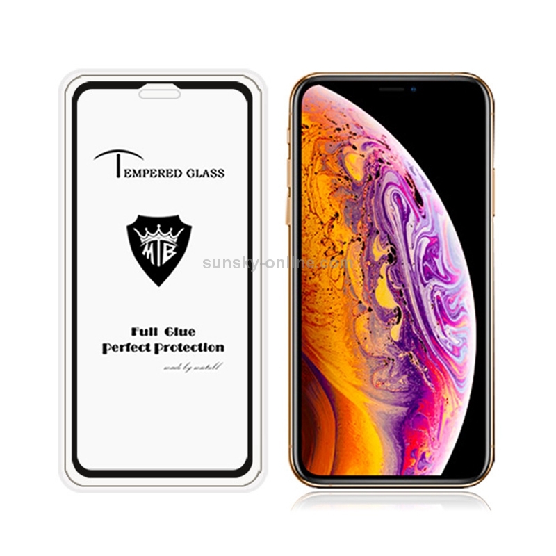 For iPhone X / XS Full Screen Full Glue Anti-fingerprint Tempered Glass Film(Black)
