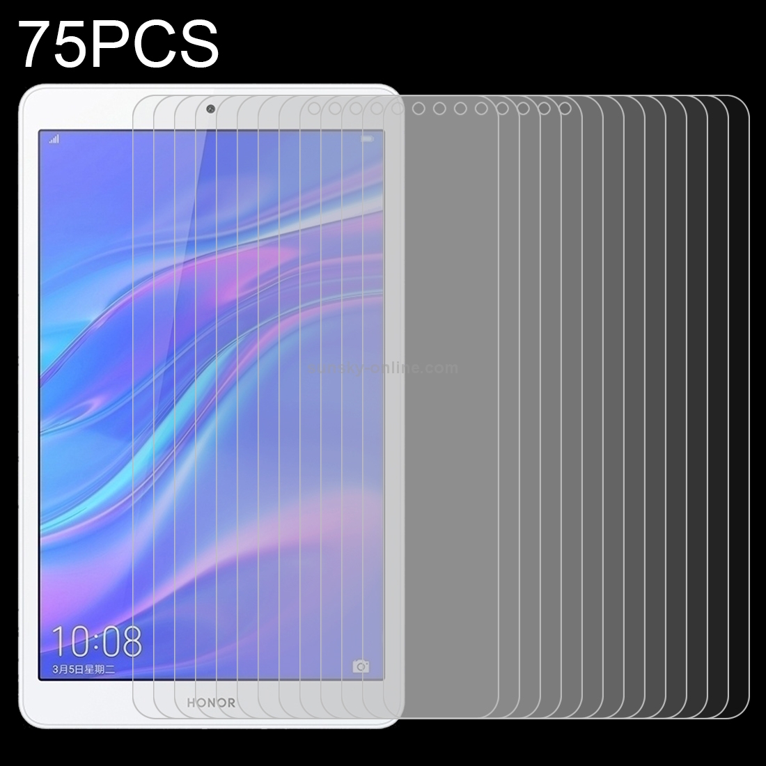 75 PCS 9H Surface Hardness 8 Inches Anti-fingerprint Explosion-proof Tempered Glass Film for Huawei Honor Tab 5