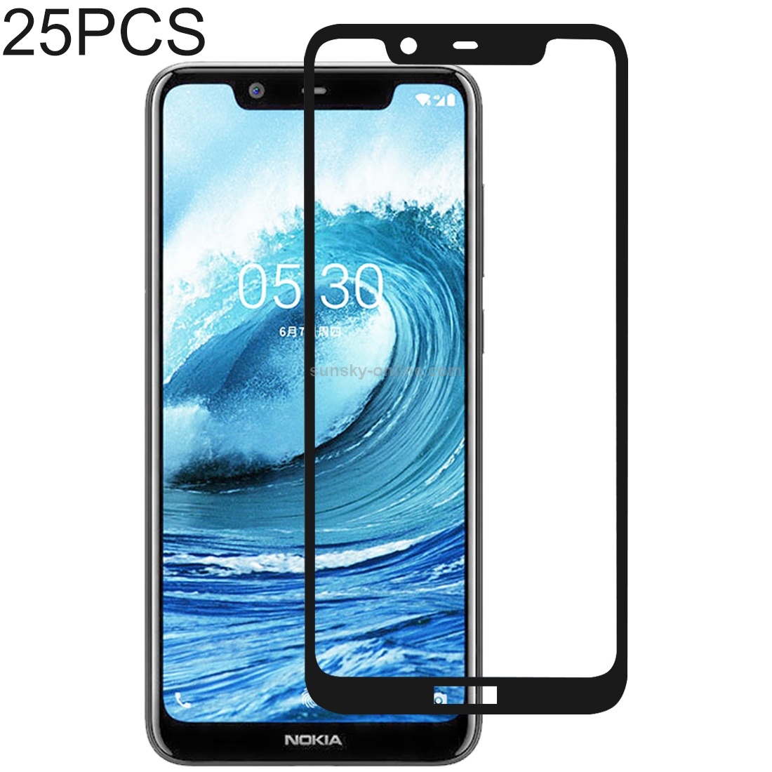 25 PCS Full Glue Full Cover Screen Protector Tempered Glass film for Nokia 5.1 Plus / X5