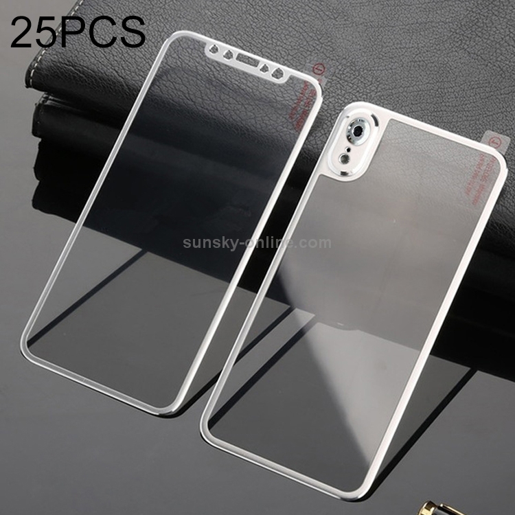 For iPhone XR 25pcs Titanium Alloy Edge Full Coverage Front + Back Tempered Glass Screen Protector(Silver) For iPhone XR 25pcs Titanium Alloy Edge Full Coverage Front + Back Tempered Glass Screen Protector(Silver)