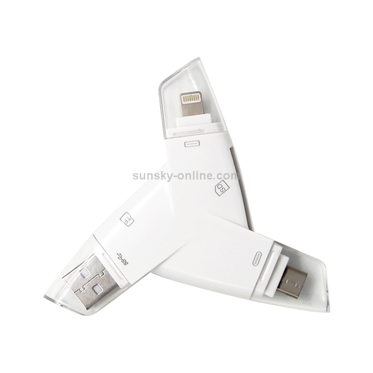 919 3 in 1 USB + USB-C / Type-C + 8 Pin Interfaces TF / SD Card Reader with OTG 919 3 in 1 USB + USB-C / Type-C + 8 Pin Interfaces TF / SD Card Reader with OTG