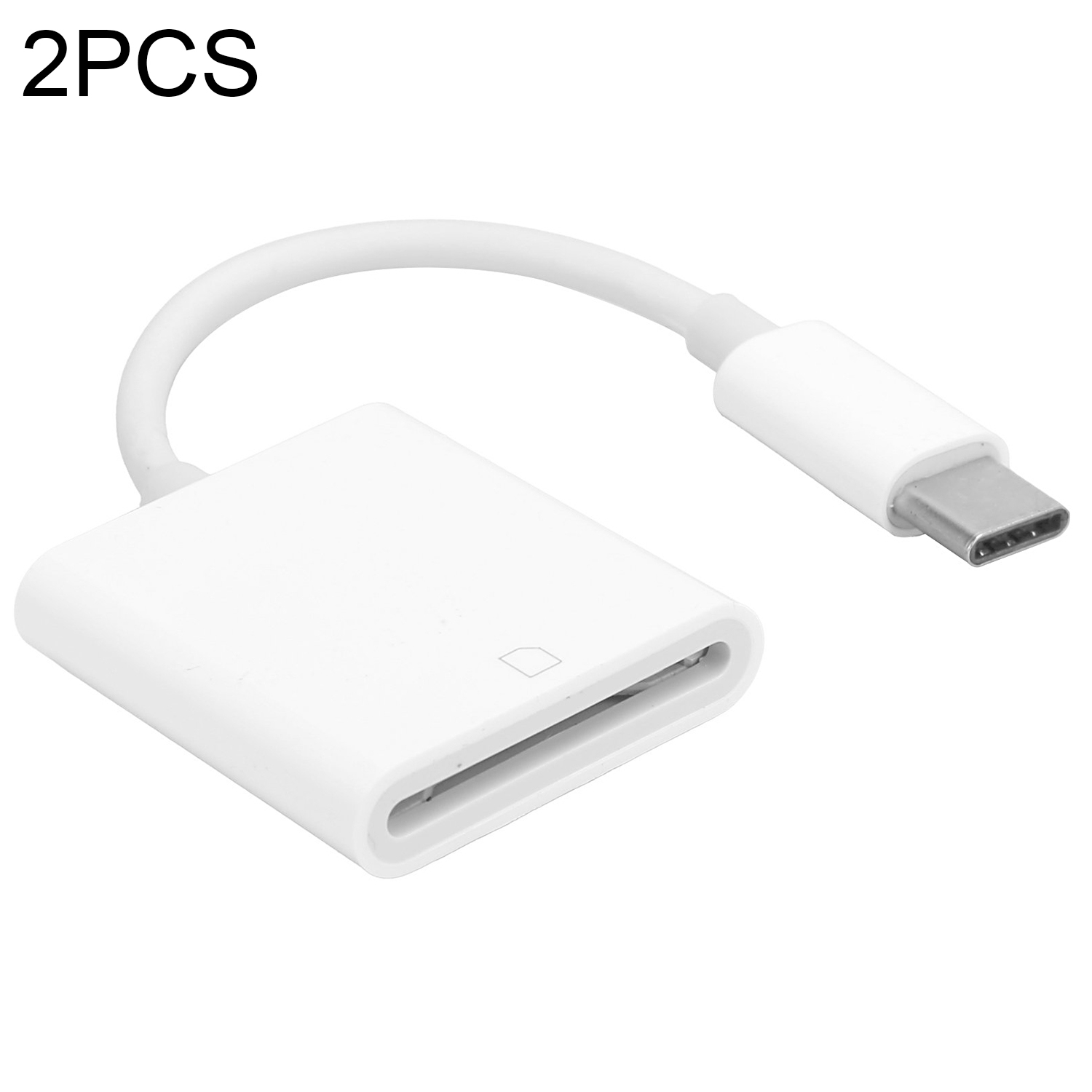 2pcs USB-C / Type-C to SD(HC) Card Reader Adapter(White)