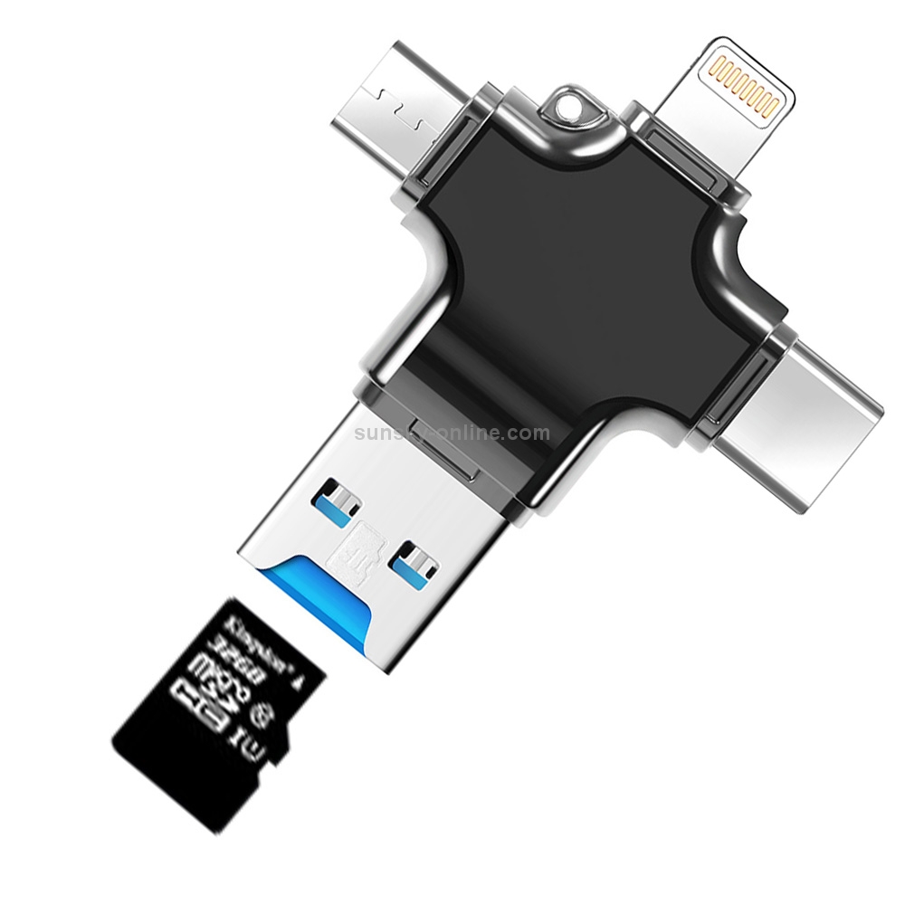 POFAN 4 in 1 USB-C / Type-C & USB 3.0 & Micro USB & 8 Pin TF Card Reader POFAN 4 in 1 USB-C / Type-C & USB 3.0 & Micro USB & 8 Pin TF Card Reader