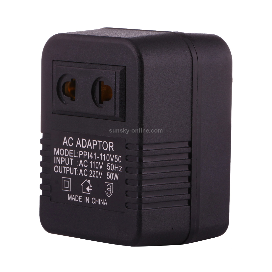 110V to 220V 50W AC Power Socket Adapter,  EU/US Plug to US Plug(Black)