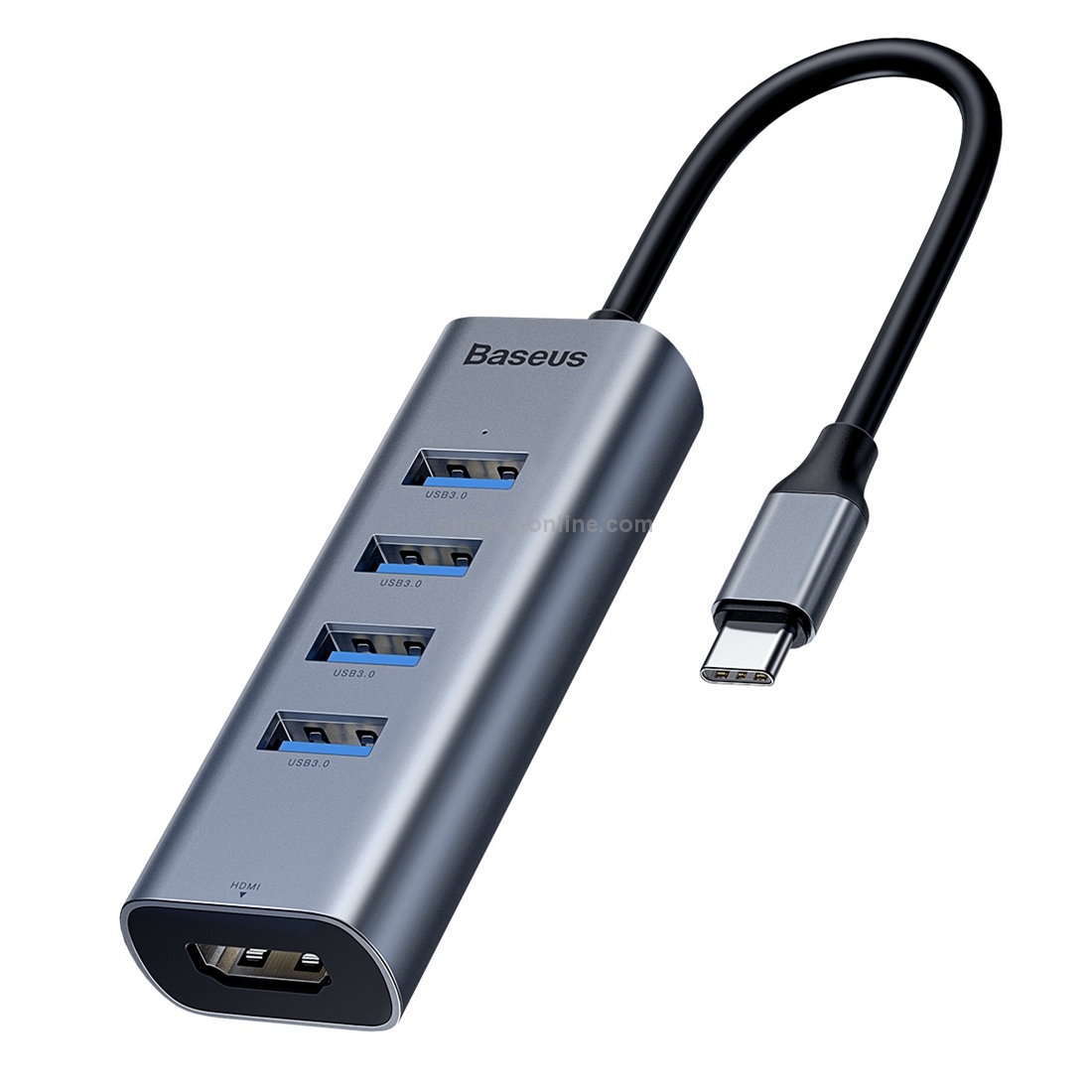 Baseus CAHUB-N0G Enjoy Series USB-C / Type-C to USB 3.0 x 4 + HDMI HD Intelligent HUB Adapter (Dark Gray) Baseus CAHUB-N0G Enjoy Series USB-C / Type-C to USB 3.0 x 4 + HDMI HD Intelligent HUB Adapter (Dark Gray)