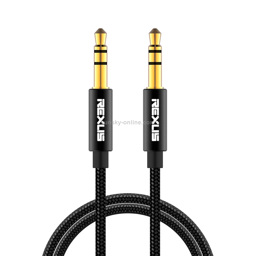 REXLIS 3629 3.5mm Male to Male Car Stereo Gold-plated Jack AUX Audio Cable for 3.5mm AUX Standard Digital Devices, Length: 1m