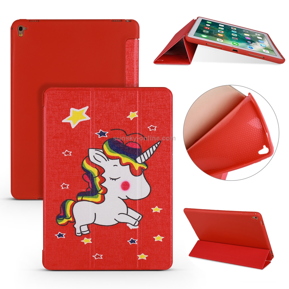 Unicorn Pattern Horizontal Flip PU Leather Case for iPad Pro 9.7 (2016), with Three-folding Holder & Honeycomb TPU Cover Unicorn Pattern Horizontal Flip PU Leather Case for iPad Pro 9.7 (2016), with Three-folding Holder & Honeycomb TPU Cover